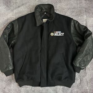 Men's Vintage NAPA Select NASCAR Black Leather Wool Varsity Bomber Jacket Sz XL
